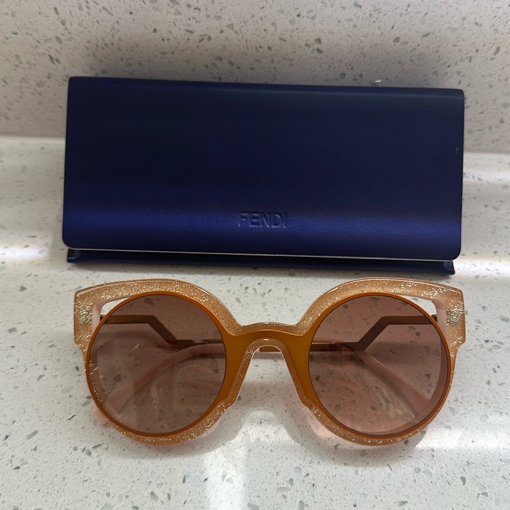 Fendi Metallic Orange/Pink Glitter Paradeyes Sunglasses - Women | Color: Gold
